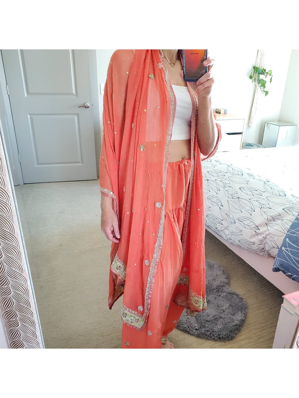 Indian Silk Salwar Pants with Dupatta